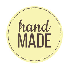 Vector trendy hand made label or badge of gesture in modern style. Emblem or logo hand made, made with love in pastel colours.	