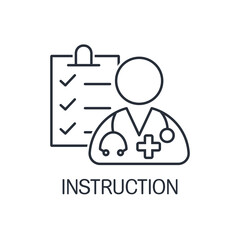 Medical instruction. Vector linear icon isolated on white background