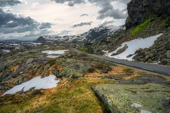 Norway, Rogaland, Sauda, Views along Road 520