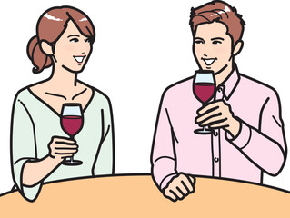 ワインを飲む男女