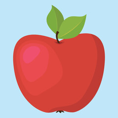 Red apple with leaf, illustration