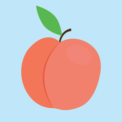 Peach with a leaf, illustration, vector