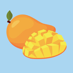 Mango and sliced half mango