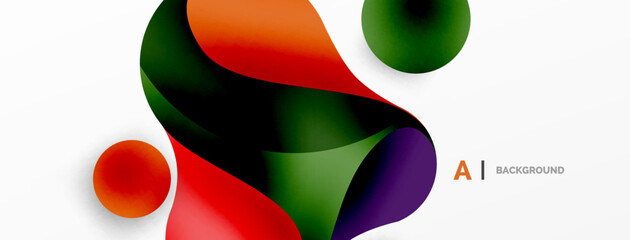 Flowing geometric shapes minimalist abstract background. Round shapes and circles. Wallpaper for concept of AI technology, blockchain, communication, 5G, science, business