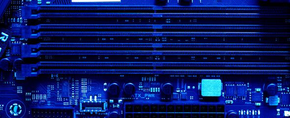 Closeup of fragments of motherboard