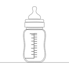 Continuous line drawing bottle for feeding babies icon vector concept baby feeding