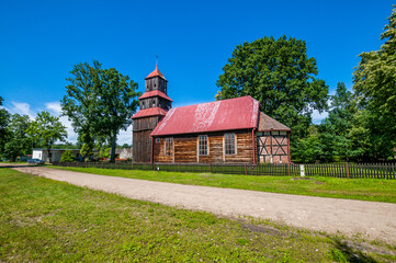Fototapeta premium Church of the Holy Heart of Jesus in Dzierzazno Male, village in Greater Poland voivodeship. Poland
