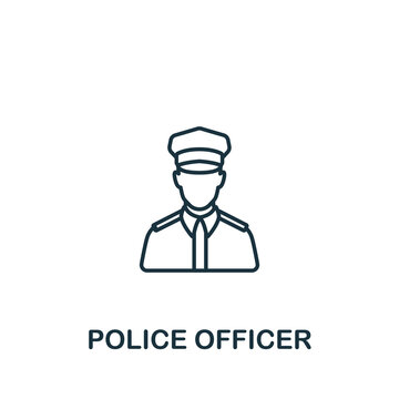 Police Officer icon. Monochrome simple line Crime icon for templates, web design and infographics