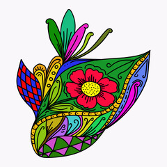 Hand Drawn Colorful Floral Doodle Vector Illustration Background for Poster, Banner, T-shirt, Pattern.
