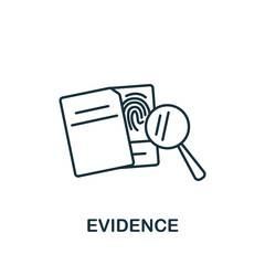 Evidence icon. Monochrome simple line Crime icon for templates, web design and infographics
