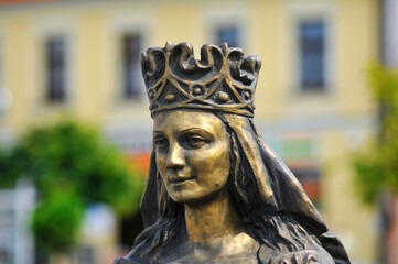 Statue of Hedwig of Anjou in the Market Square. Inowroclaw, Kuyavian-Pomeranian Voivodeship, Poland.