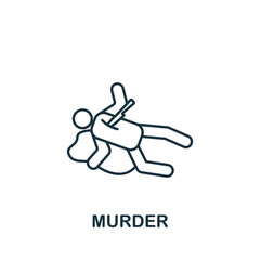 Murder icon. Monochrome simple line Crime icon for templates, web design and infographics