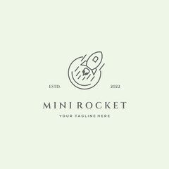 mini rocket line art minimalist logo icon design fly