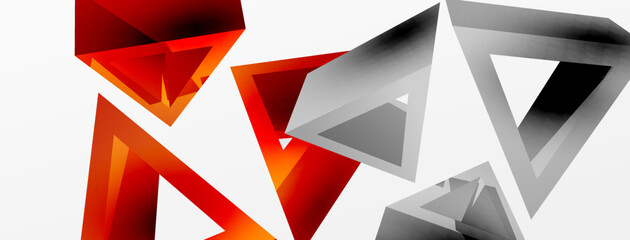 Triangle abstract background. 3d vector basic shape technology or business concept composition. Trendy techno business template for wallpaper, banner, background or landing