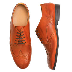 Pair of Mens Office Formal Shoes Brown Oxford Brogue