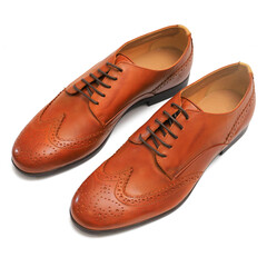 Pair of Mens Office Formal Shoes Brown Oxford Brogue