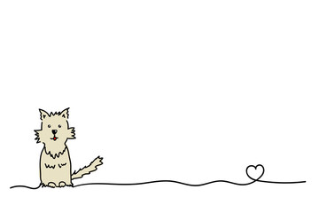 Cute dog template with copy space, line and heart, pet love symbol