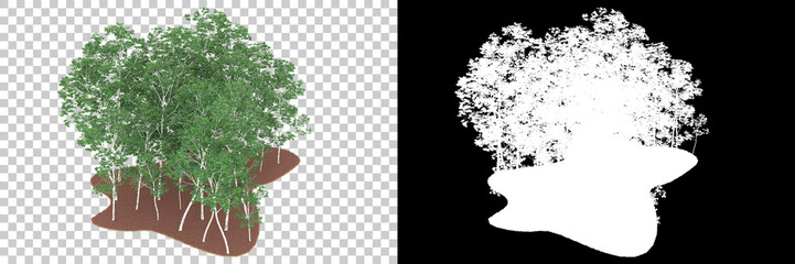 Forest isolated on background with mask. 3d rendering - illustration