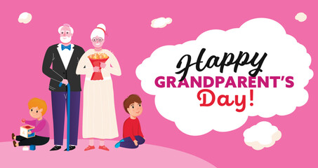 Happy national grandparents day greeting card. Vector illustration