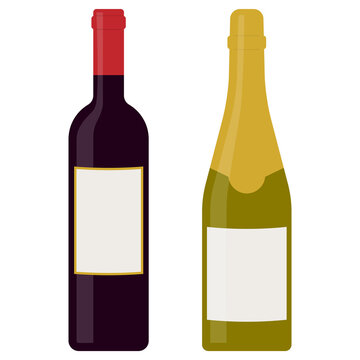 ワインボトル（赤ワイン、白ワイン）　イラストセット