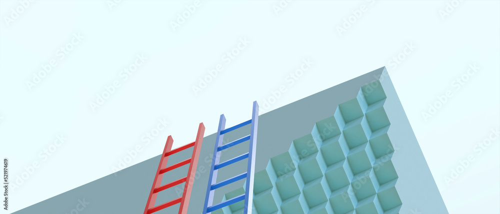 Poster creative idea and business concept. ladder of success with different goals and development concept d