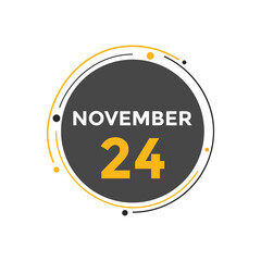 november 24 calendar reminder. 24th november daily calendar icon template. Calendar 24th november icon Design template. Vector illustration

