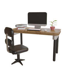 3d Illustration Object icon computer stand office works