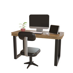 3d Illustration Object icon computer stand office works