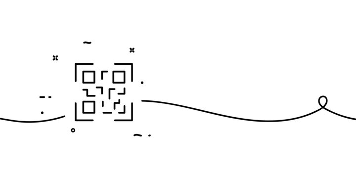 recommend clip art: QR code line icon. Scan, scanner, sticker, encrypted data, goods labeling, payment, phone, barcode. Information encryption concept. One line style. Vector line icon for Business and Advertising
