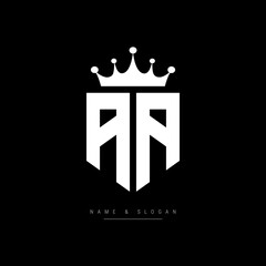 AA monogram emblem style with crown shape logo template