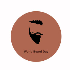 World Beard Day.Mustache Day. September 03.Flat Vector Illustration.Bearded man.Happy World Beard Day.World Beard day concept design for poster.Digital vector illustration of male face.

