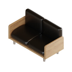 3d Illustration Object icon wooden sofa bed