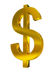 Dollar golden currency symbol isolated