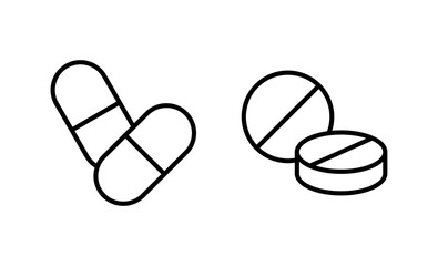 Pills icon vector. capsule icon. Drug sign and symbol