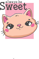 Cute Cat vector illustration. Sketch style kitten for prints design