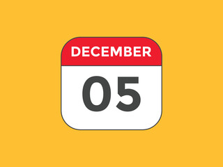 december 5 calendar reminder. 5th december daily calendar icon template. Calendar 5th december icon Design template. Vector illustration
