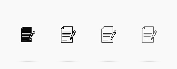 Document with pen vector icon. Writing and signature concept