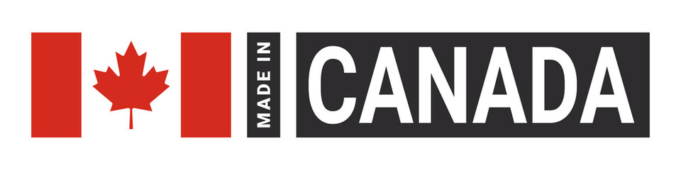Made in Canada label sign. Product emblem. Flag of the country of manufacture. Vector illustration