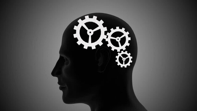 Gear with head concept of mental health