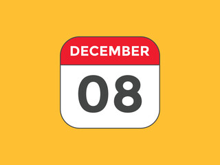 december 8 calendar reminder. 8th december daily calendar icon template. Calendar 8th december icon Design template. Vector illustration
