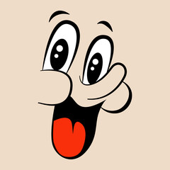 Retro cartoon mascot character element. Character creator for old, retro, vintage logo or brending.