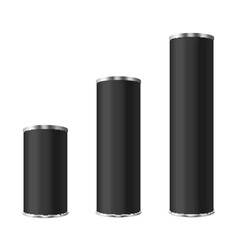 Blank black cylinder tubes template, realistic vector illustration isolated.