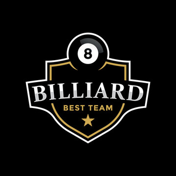 Billiards logo icon design, sports badge template illustration.