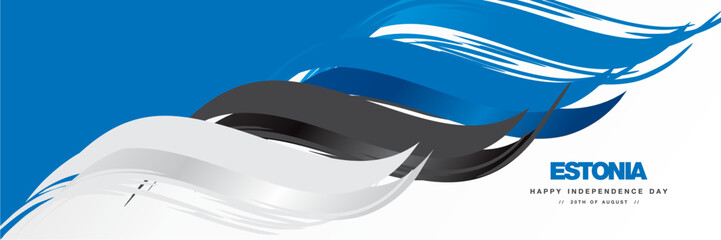 Estonia Independence day, abstract hand drawn national flag of Estonia, white background banner