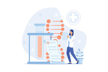 Laboratory diagnostic services. Medical tools. Colored vector illustration in flat style for clinical diagnostics center or lab advertisement.