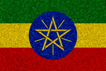 Ethiopia flag on styrofoam texture. national flag painted on the surface of plastic foam