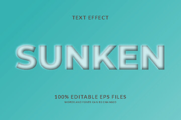 realistic sunken style editable text effect vector