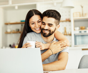 laptop woman man couple computer  indoor technology young together lifestyle happy home love using