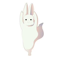 Vector illustration of dancing white rabbit.