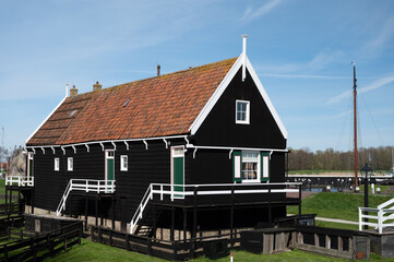 Old streets and houses of historival Dutch town Enkhuizen, Horth-Holland, Netherlands